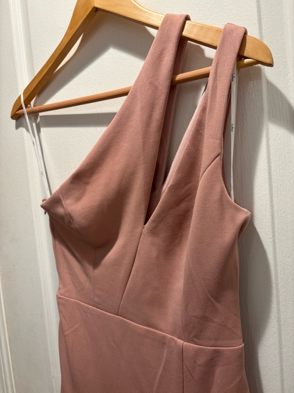 NEW Lulu's Cocktail Club Blush Pink One-Shoulder Midi Dress Front Slit size S - Picture 6 of 16